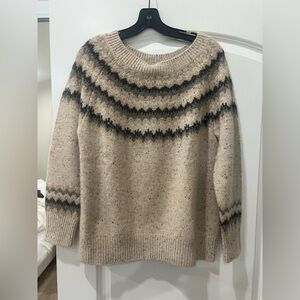 Vince Beige and Black Patterned Cashmere Sweater